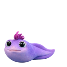 The Tadpole Bro - a purple tadpole with a pink mohawk