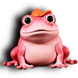 The Frog - a cute pink frog wearing an orange cap